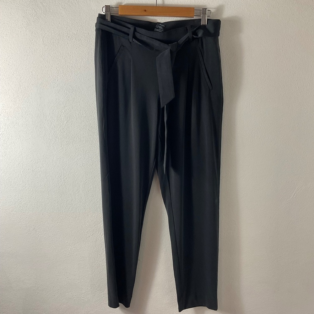 WHBM Charcoal Tapered Ankle Pants Tie Belt Sz S
